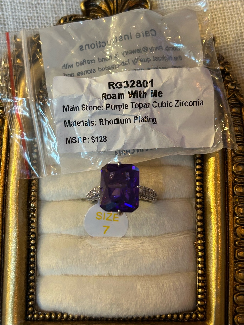 Bomb Party | Rhodium | Purple Topaz CZ | Ring Size 7